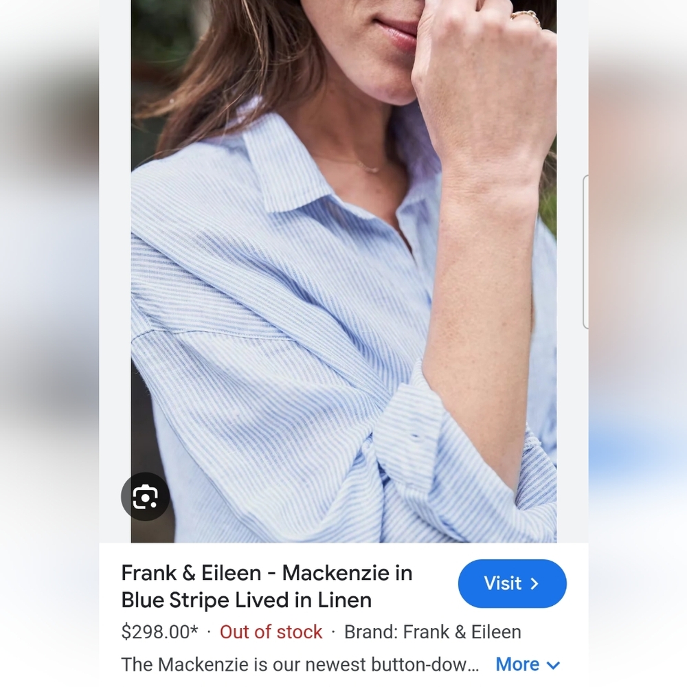 Women's Frank & Eileen Mackenzie OS White/Blue striped Button-down Shirt